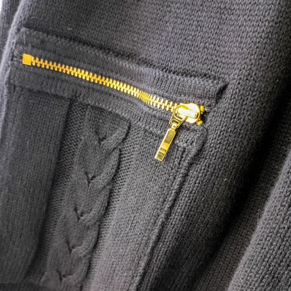 ALFANI Black Cable Knit Sweater Dress with Zipper Pockets - Size L - Picture 6 of 9